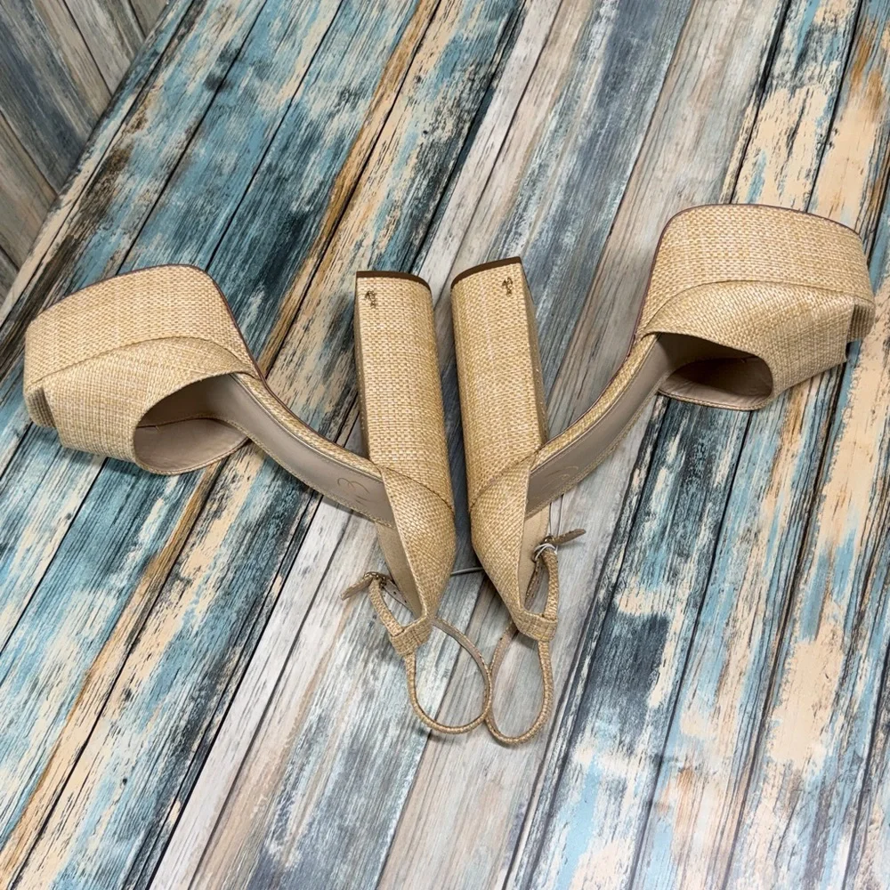 ⭐️Sam Edelman Women's Kori Platform Bleached Beechwood Sandal sz 10.5 NWOT